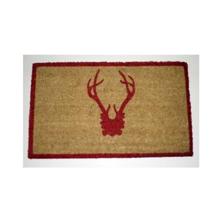 GEO CRAFTS Geo Crafts G378-30 Antler Red Sml 8 x 30 in. SK Antler Creel Small Fiber Doormat; Red - Small G378-30  ANTLER RED SML